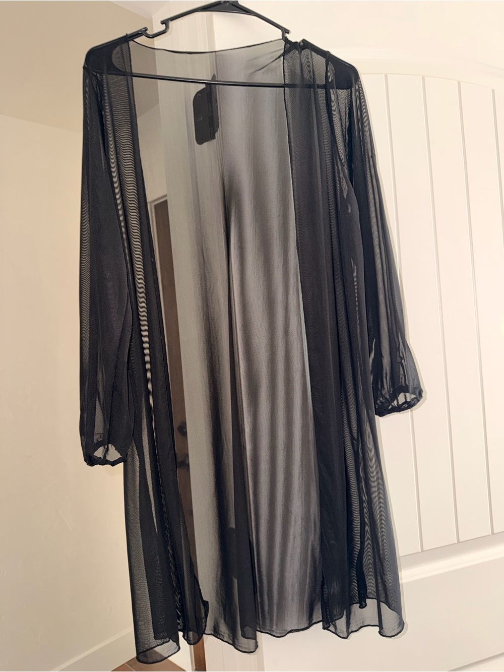 Black Sheer Chiffon Cardigan Duster Shawl w Open Arms